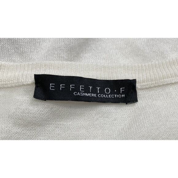 Effetto F sz XS US 2 Cashmere & Silk Sweater 3/4 Sleeves Ivory / Taupe Italy - Picture 7 of 16